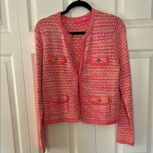 Lilly Pulitzer Pink Tweed Blazer Sz Med